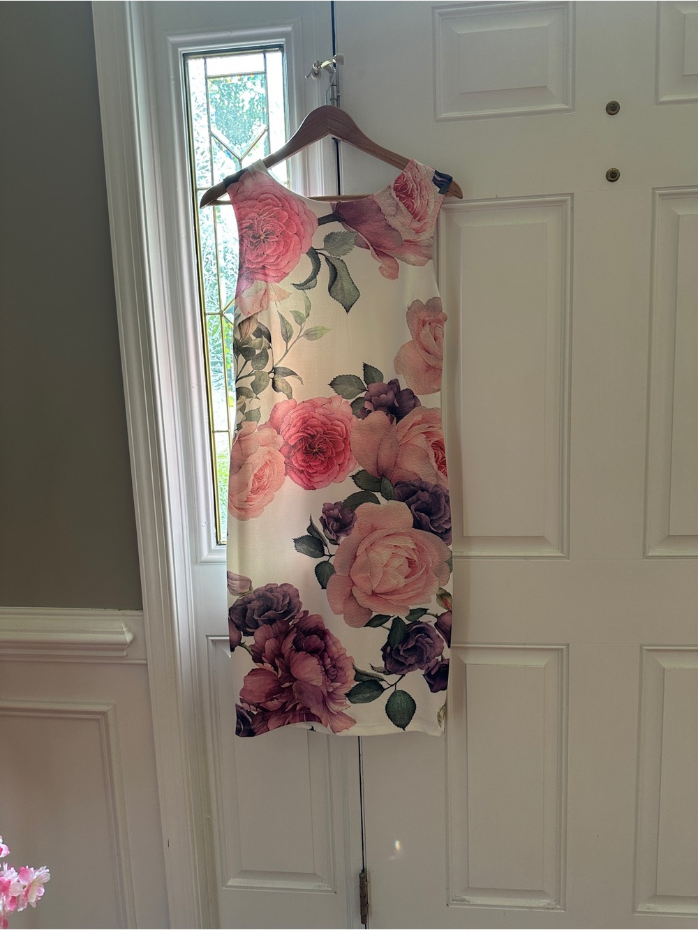 Premier Floral Sleeveless Midi Dress in Pink and Cream